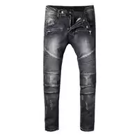 balmain slim-fit biker jeans fashion gris carbone
